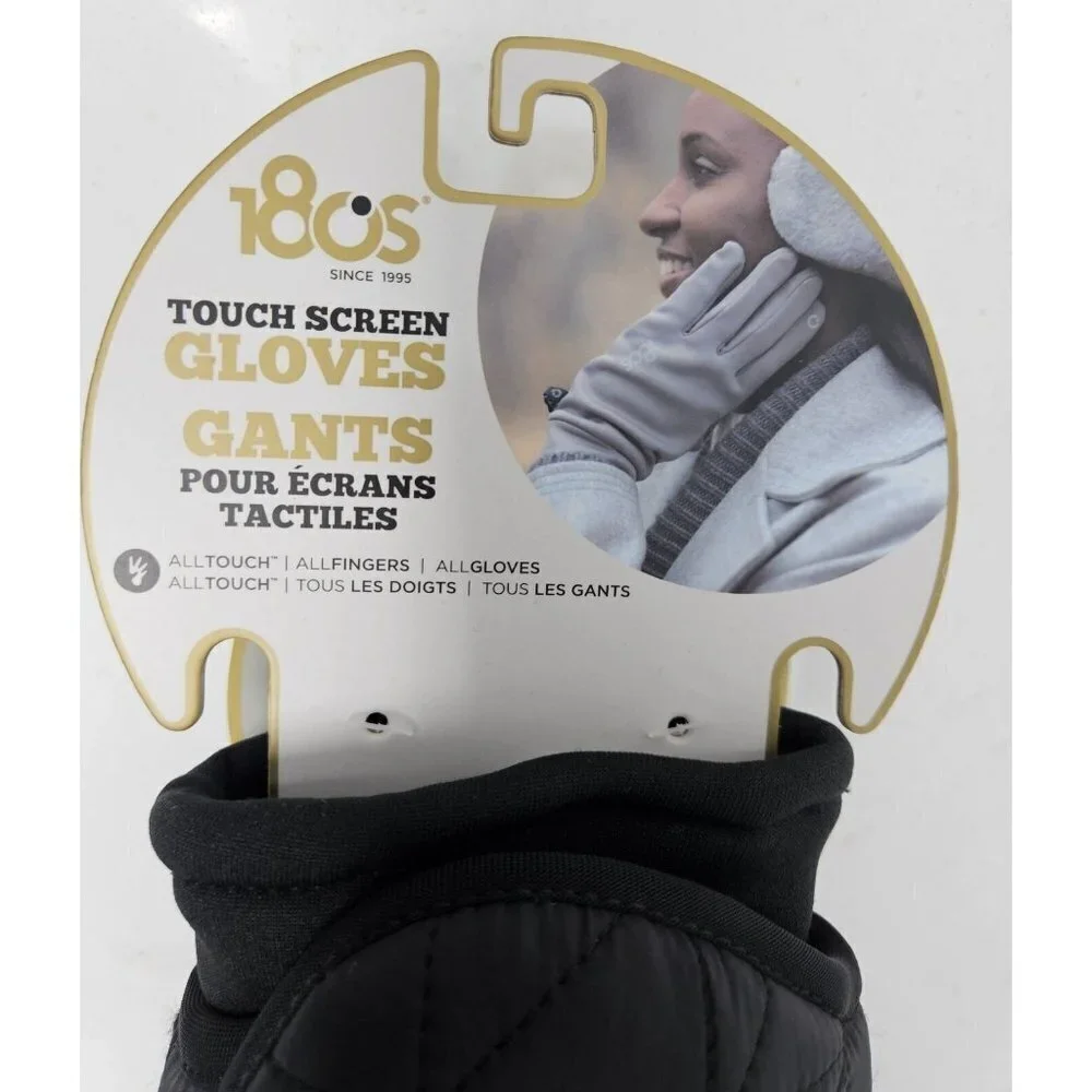 180's Ear Warmers & Touch Screen Glove Women Shetland Gift Set, Medium, Black